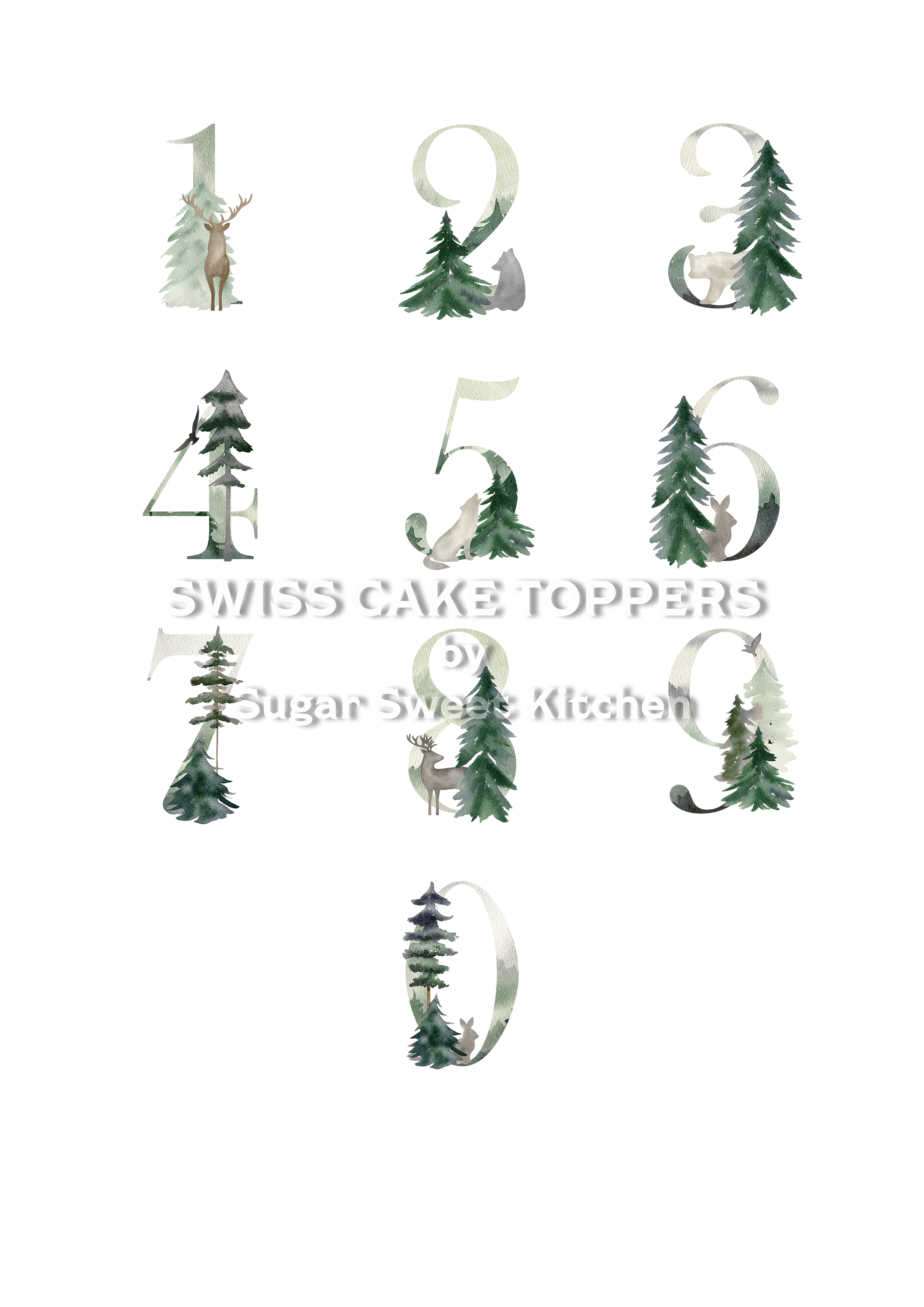 Wilderness Tortenaufleger mit Zahlen - personalisiert - Fondant- Torten- & Cupcakeaufleger Sugar Sweet Kitchen