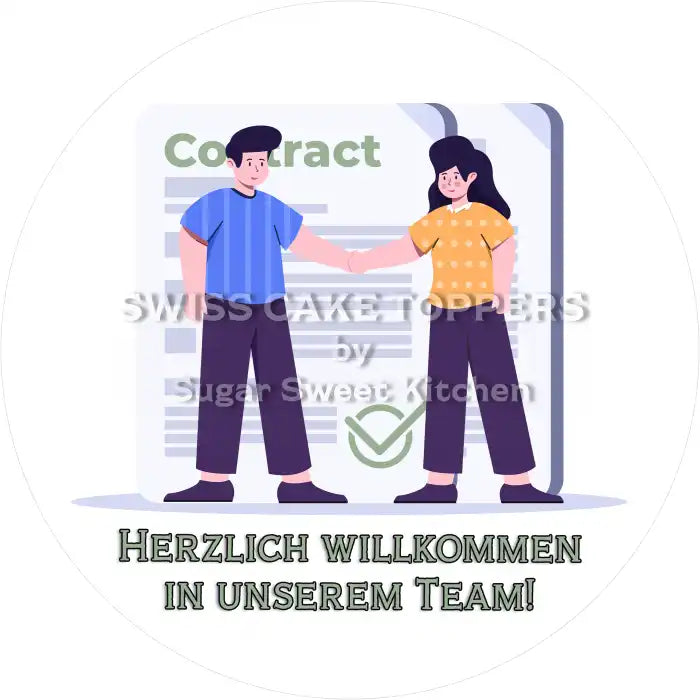 Willkommen im Team - Tortenaufleger2 - Fondant- Torten- & Cupcakeaufleger Sugar Sweet Kitchen