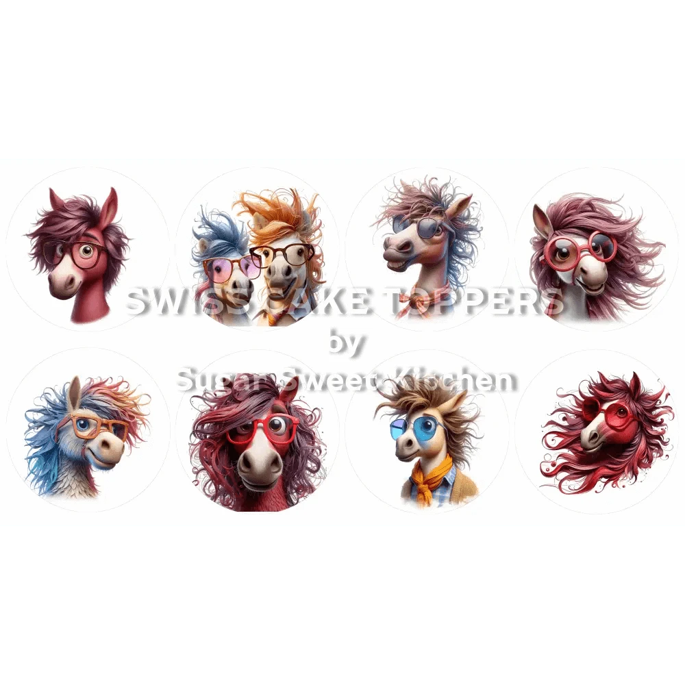 Witzige Pferde-Cupcakes- & Dessertaufleger2 - personalisierbar - Fondant- Torten- Cupcakeaufleger Sugar Sweet Kitchen