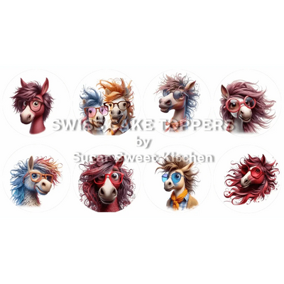 Witzige Pferde-Cupcakes- & Dessertaufleger2 - personalisierbar