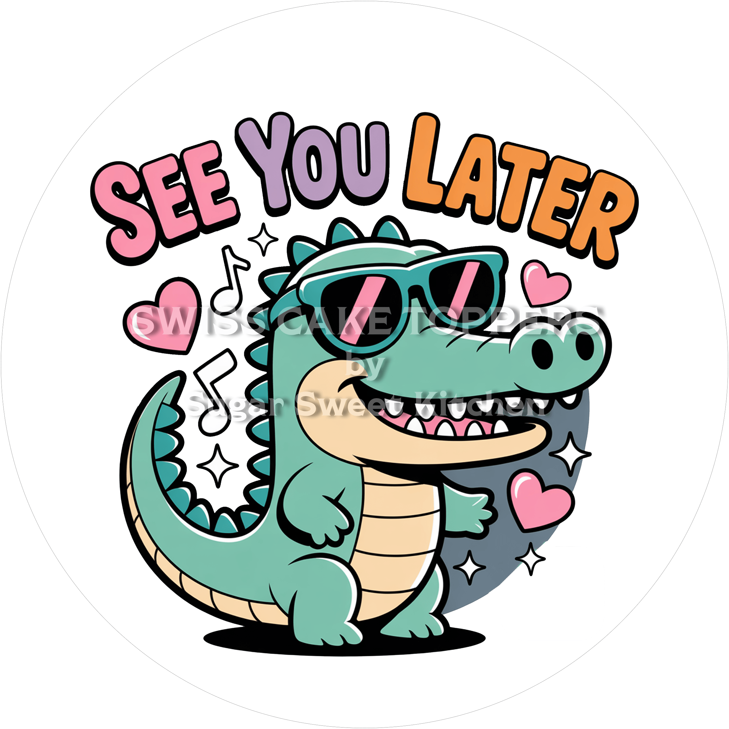 Witziger Abschieds-Tortenaufleger - Bye7 - personalisierbar - Fondant- Torten- & Cupcakeaufleger Sugar Sweet Kitchen