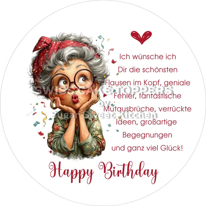 Tortenaufleger Geburtstag witzig 04 – essbar & personalisierbar - Fondant- Torten- Cupcakeaufleger Sugar Sweet Kitchen