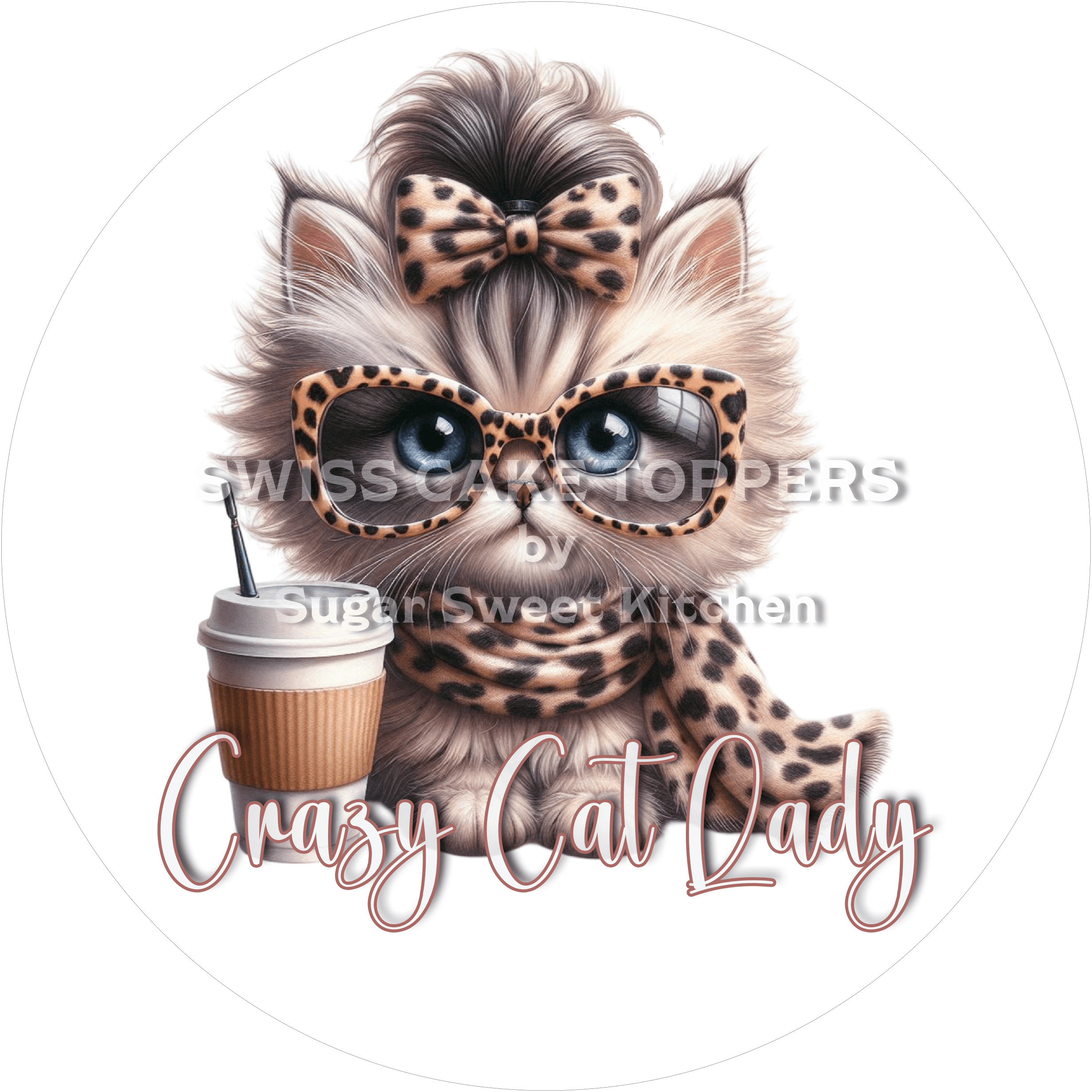 Witziger Katzen-Tortenaufleger2 - personalisierbar - Fondant- Torten- & Cupcakeaufleger Sugar Sweet Kitchen