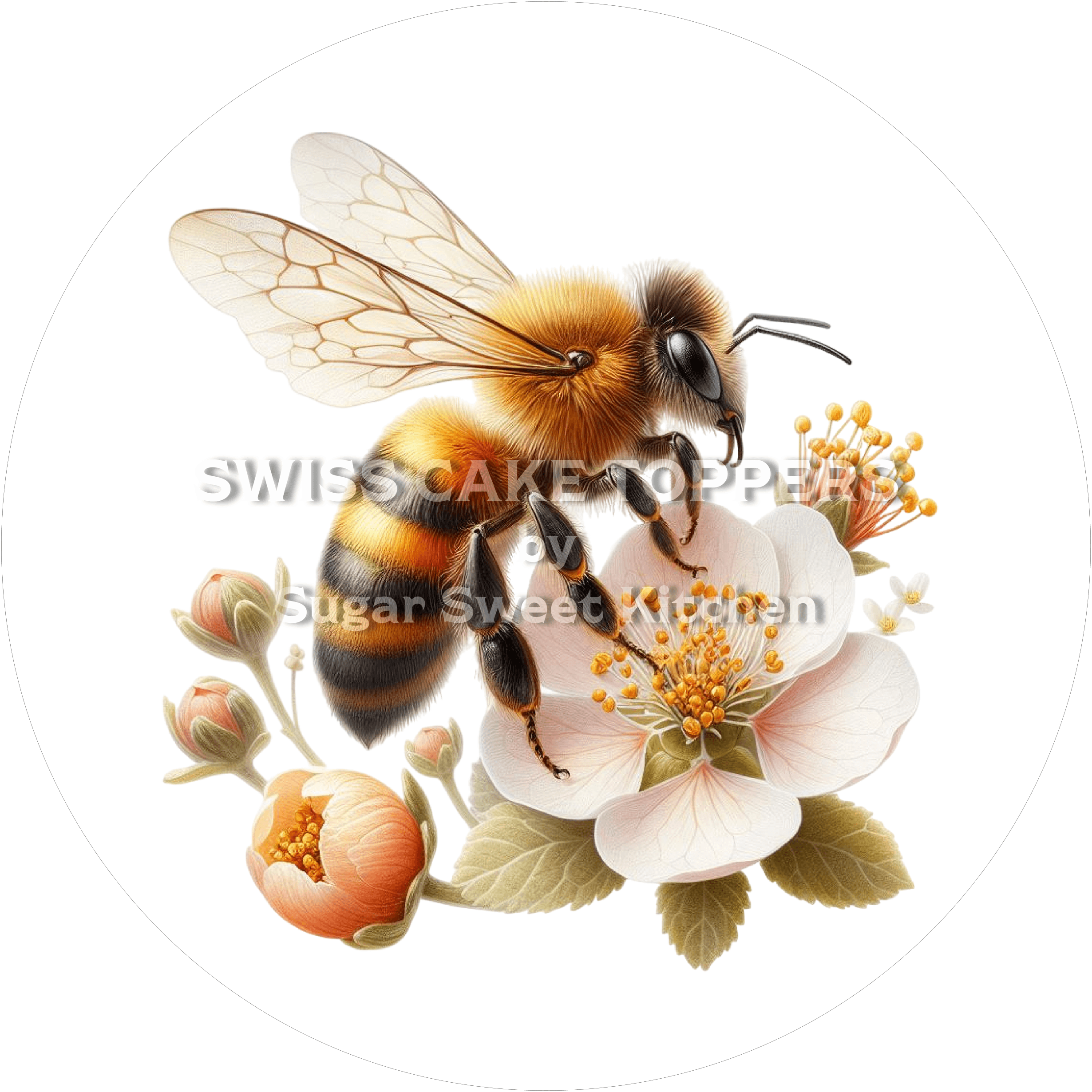Wunderschöner Bienen-Tortenaufleger3 - personalisierbar - Fondant- Torten- & Cupcakeaufleger Sugar Sweet Kitchen