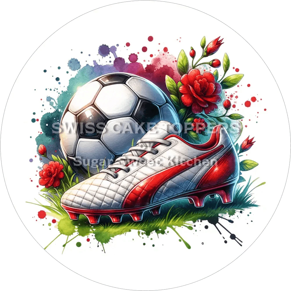 Wunderschöner Fussball-Tortenaufleger5 - personalisierbar - Fondant- Torten- & Cupcakeaufleger Sugar Sweet Kitchen