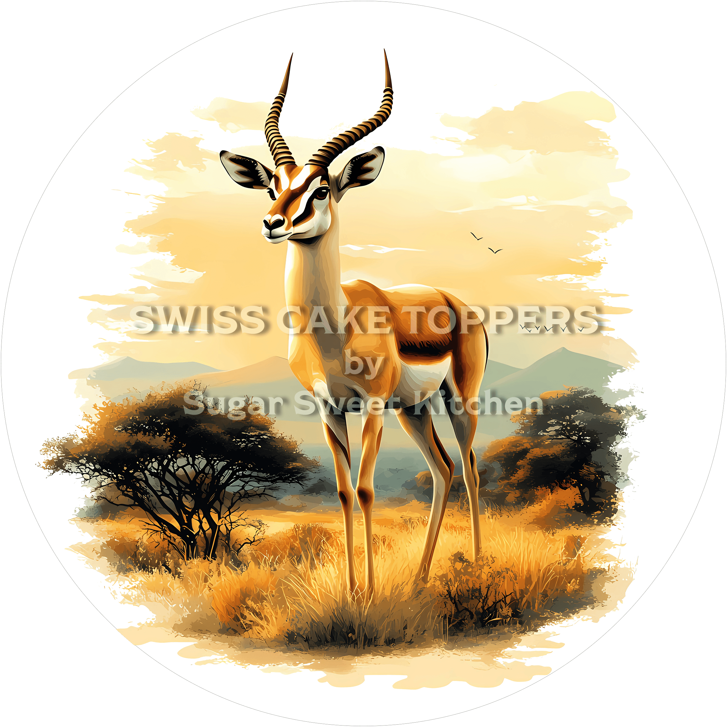 Wunderschöner Gazellen-Tortenaufleger1 - personalisierbar - Fondant- Torten- & Cupcakeaufleger Sugar Sweet Kitchen