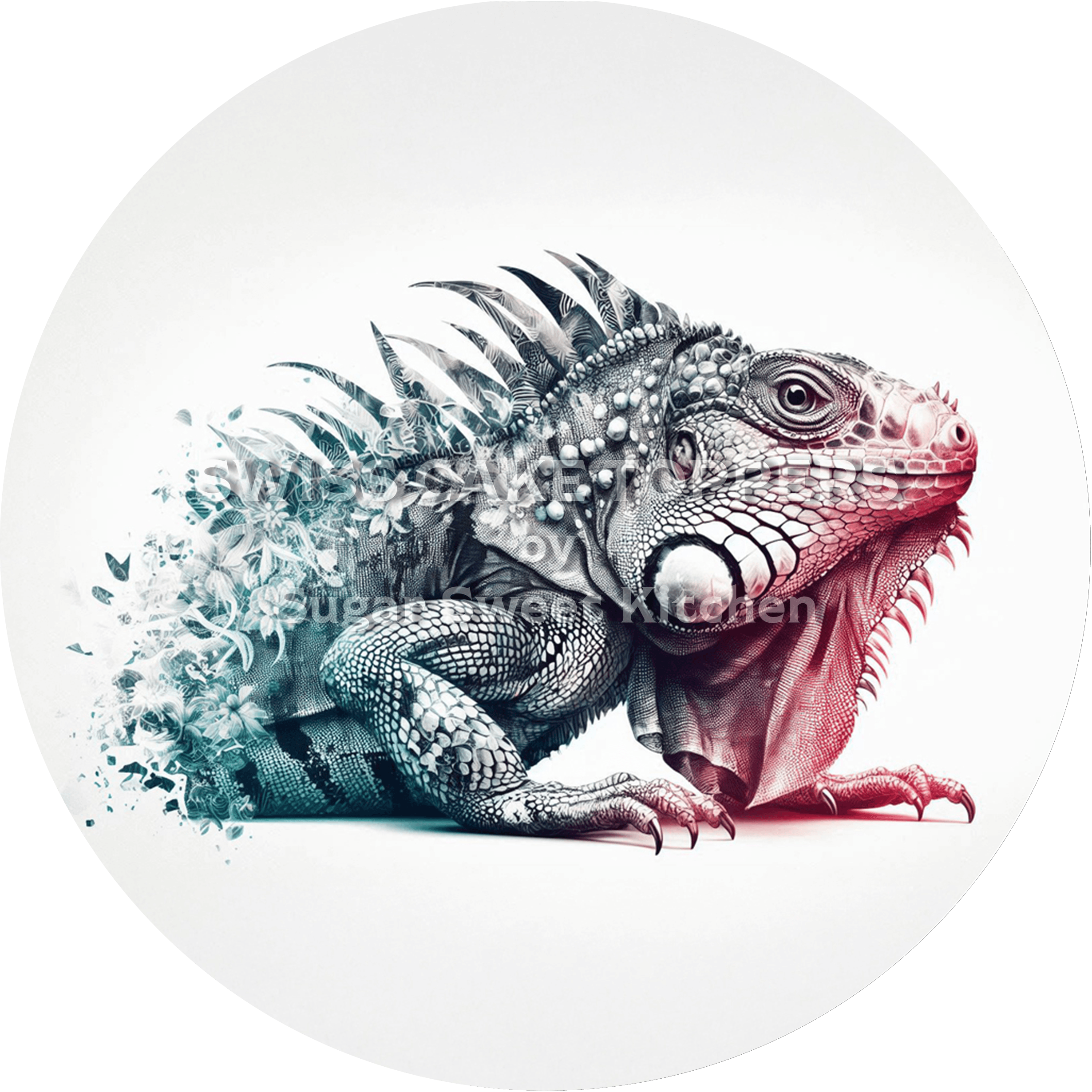 Wunderschöner Leguan-Tortenaufleger3 - personalisierbar - Fondant- Torten- & Cupcakeaufleger Sugar Sweet Kitchen