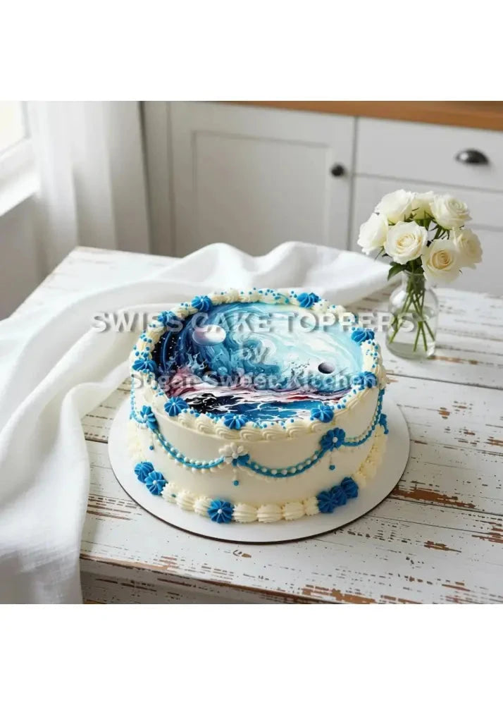 Wunderschöner Planeten-Tortenaufleger7 - personalisierbar - Fondant- Torten- & Cupcakeaufleger Sugar Sweet Kitchen