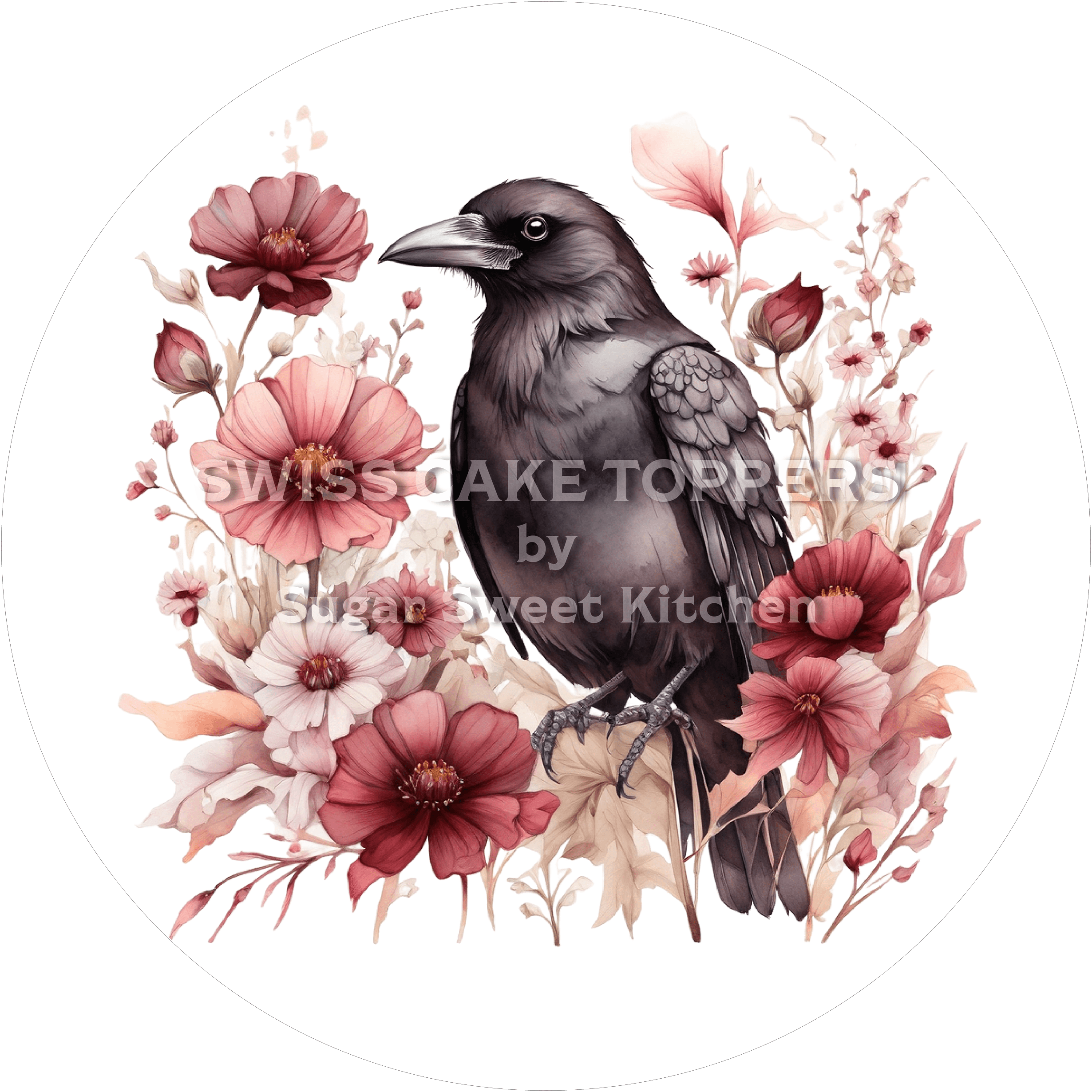 Wunderschöner Raben-Tortenaufleger25 - personalisierbar - Fondant- Torten- & Cupcakeaufleger Sugar Sweet Kitchen