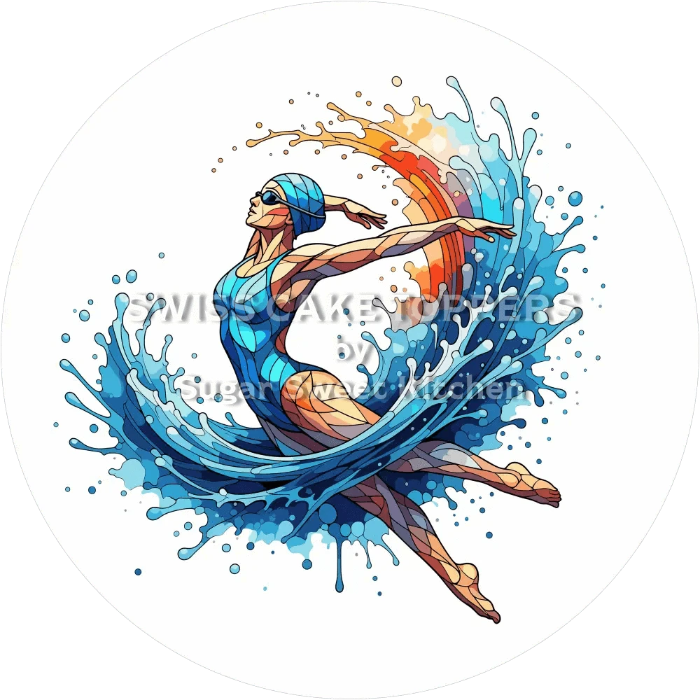 Wunderschöner Schwimmer-Tortenaufleger7 - personalisierbar - Fondant- Torten- & Cupcakeaufleger Sugar Sweet Kitchen