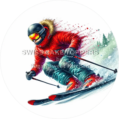 Wunderschöner Skifahrer-Tortenaufleger1 -  personalisierbar