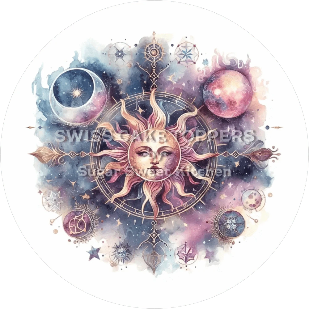 Wunderschöner Sonne & Mond-Tortenaufleger25 - personalisierbar - Fondant- Torten- Cupcakeaufleger Sugar Sweet Kitchen