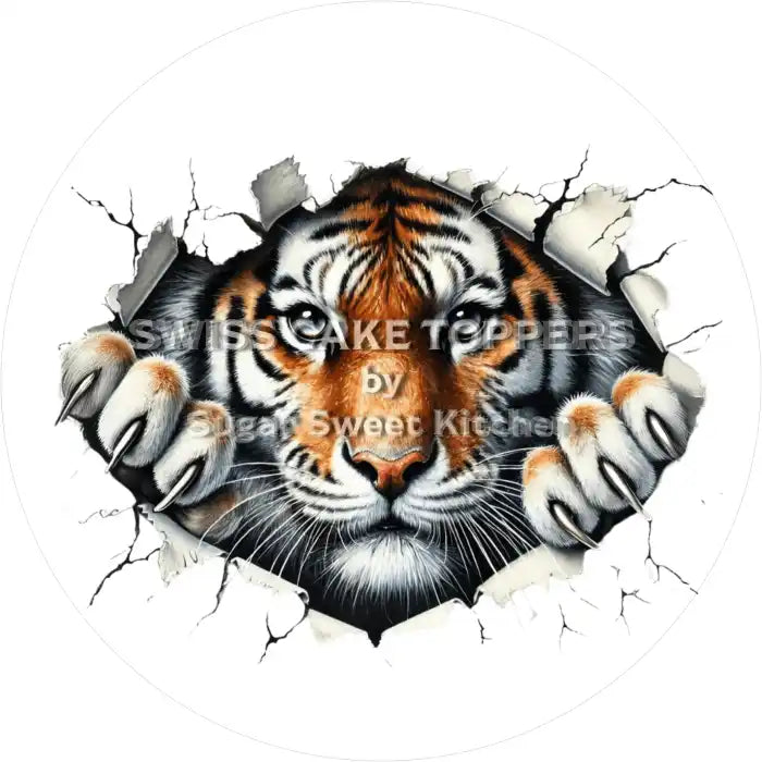 Wunderschöner Tiger-Tortenaufleger3 - personalisierbar - Fondant- Torten- & Cupcakeaufleger Sugar Sweet Kitchen