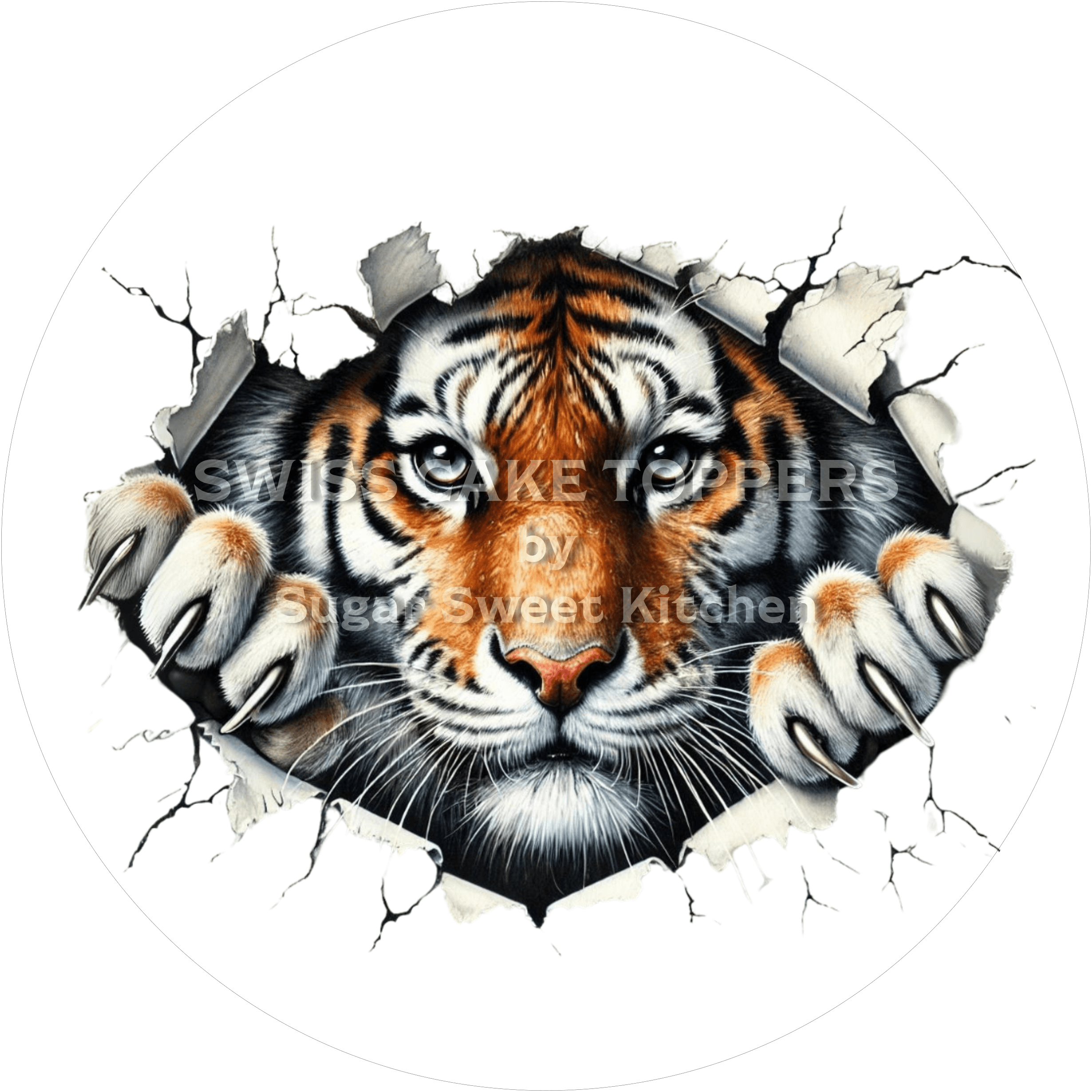 Wunderschöner Tiger-Tortenaufleger3 - personalisierbar - Fondant- Torten- & Cupcakeaufleger Sugar Sweet Kitchen