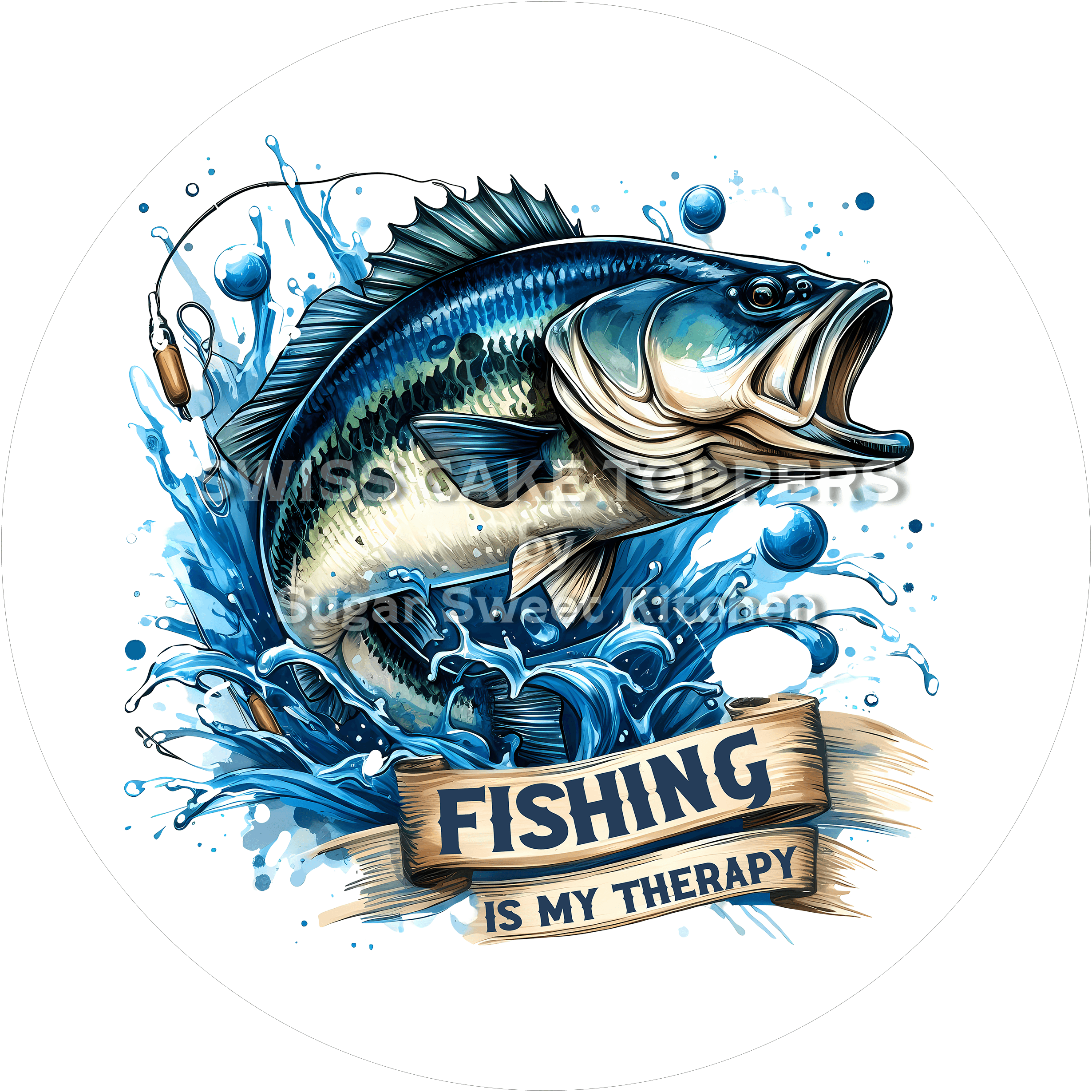 Wunderschöner Tortenaufleger Fischen2 - personalisierbar - Fondant- Torten- & Cupcakeaufleger Sugar Sweet Kitchen