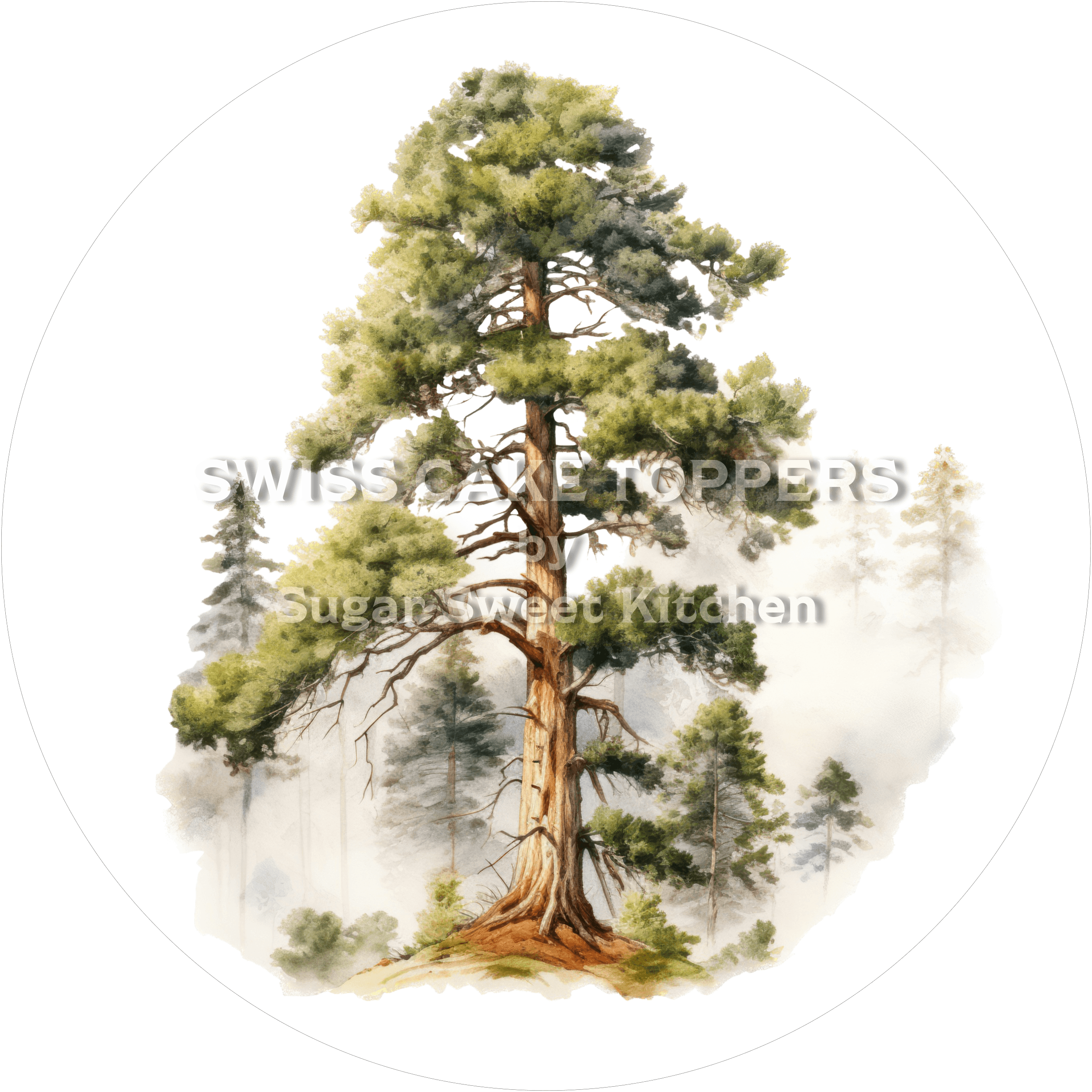Wunderschöner Tortenaufleger mit Bäumen6 - personalisierbar - Fondant- Torten- & Cupcakeaufleger Sugar Sweet Kitchen