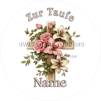 Wunderschöner Tortenaufleger zur Taufe mit Namen