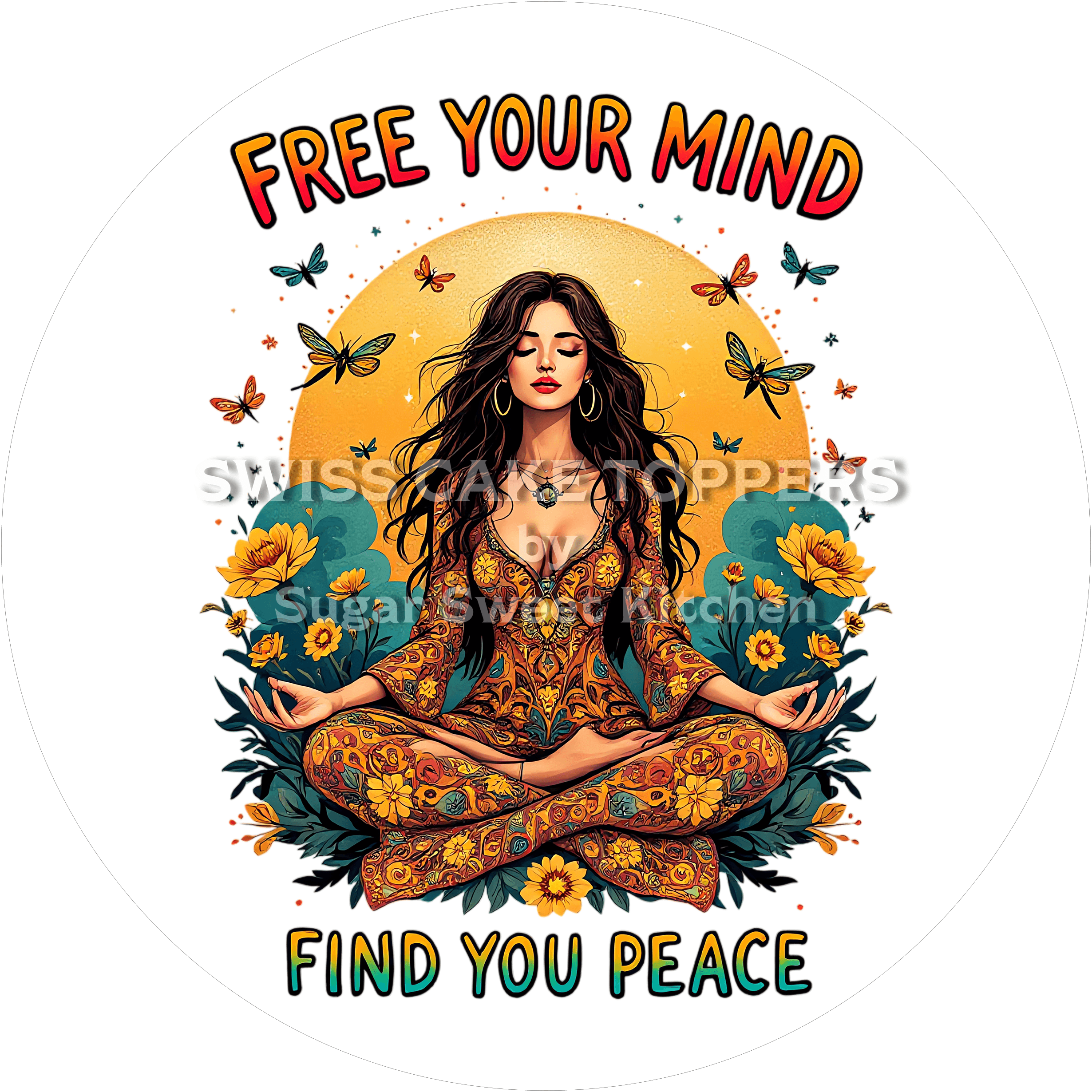 Wunderschöner Yoga-Tortenaufleger2 - personalisierbar - Fondant- Torten- & Cupcakeaufleger Sugar Sweet Kitchen