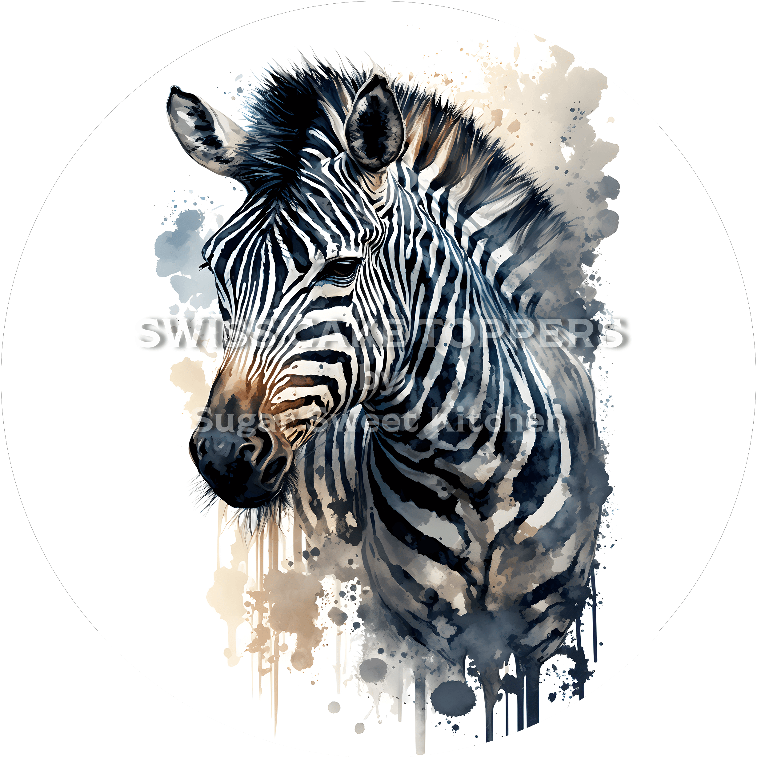 Wunderschöner Zebra-Tortenaufleger2 - personalisierbar - Fondant- Torten- & Cupcakeaufleger Sugar Sweet Kitchen