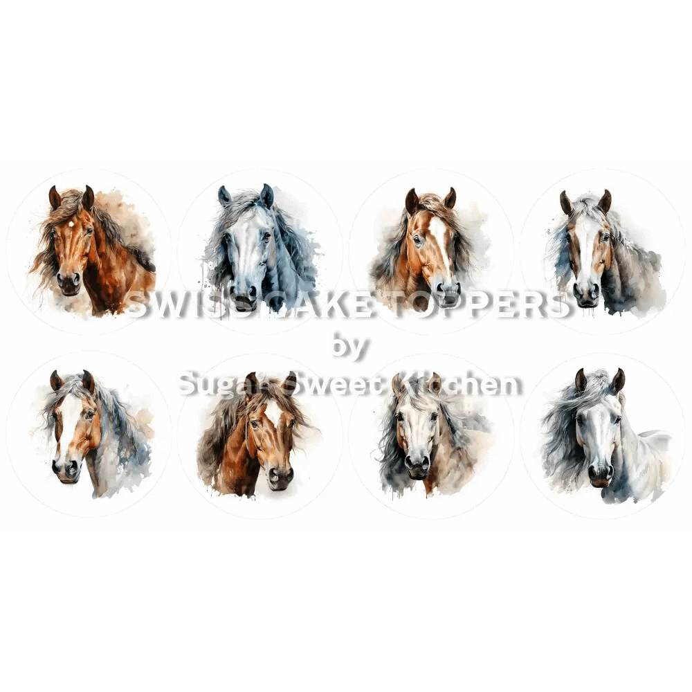 Wundervolle Pferde-Cupcakes- & Dessertaufleger5 - personalisierbar - Fondant- Torten- Cupcakeaufleger Sugar Sweet