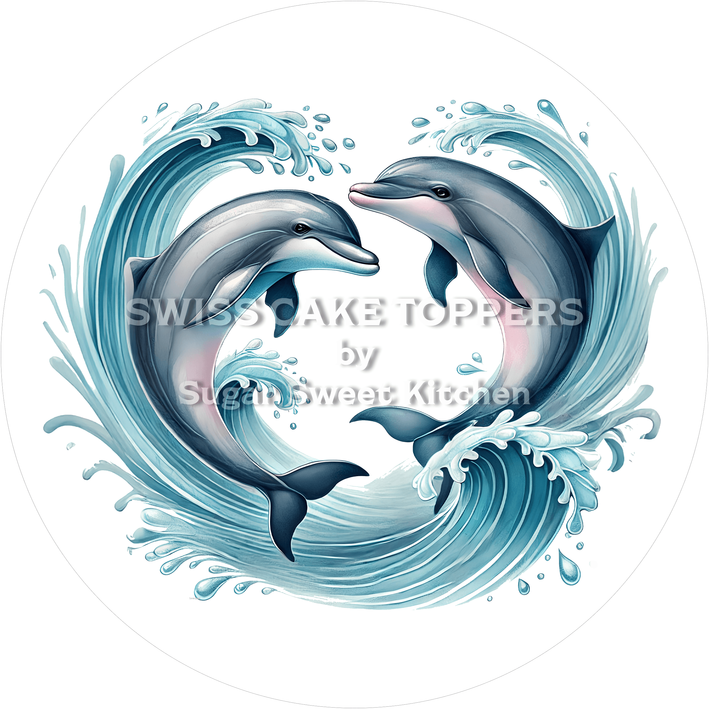 Wundervoller Delfin-Tortenaufleger3 - personalisierbar - Fondant- Torten- & Cupcakeaufleger Sugar Sweet Kitchen