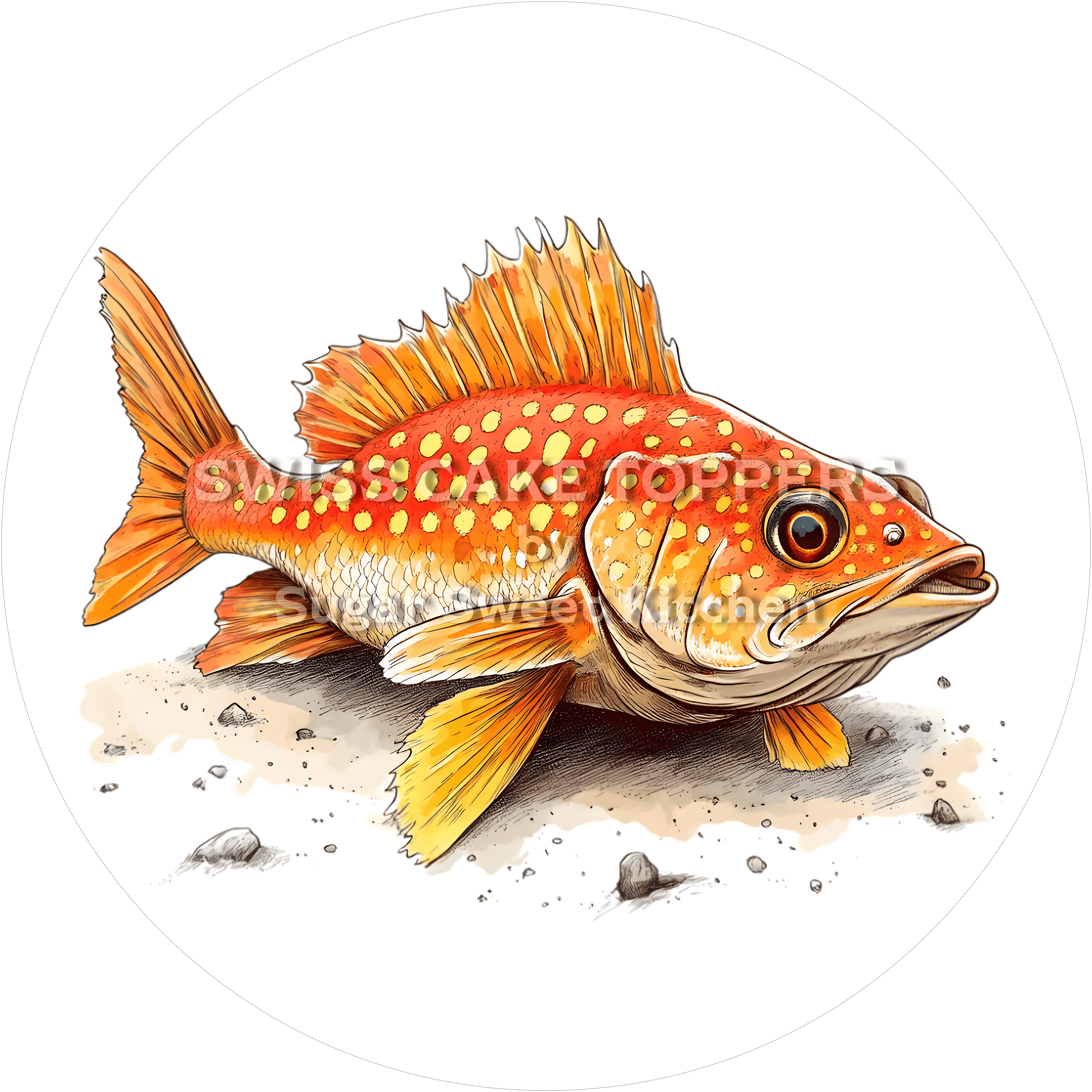 Wundervoller Fisch-Tortenaufleger1 - personalisierbar - Fondant- Torten- & Cupcakeaufleger Sugar Sweet Kitchen