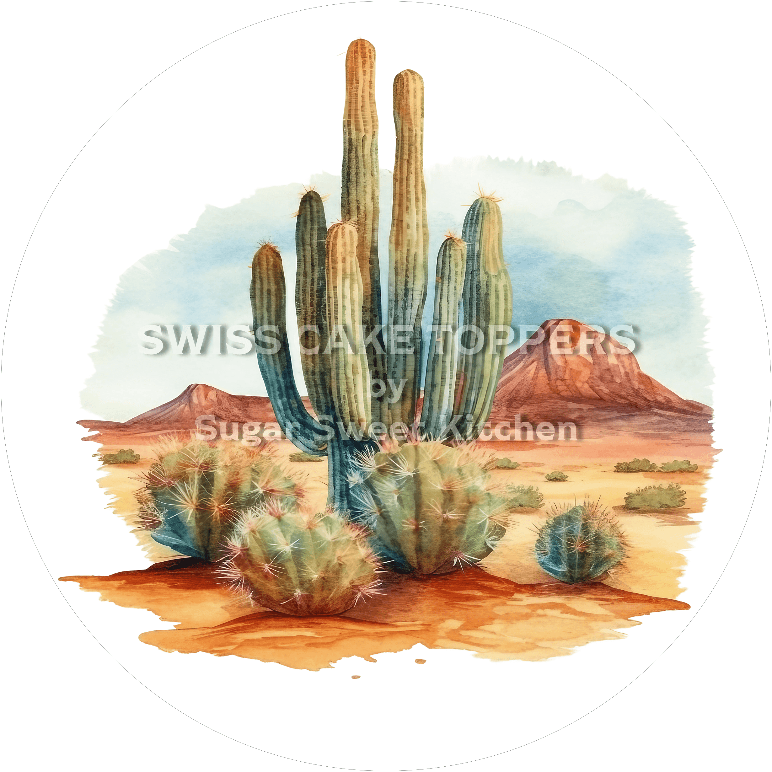 Wundervoller Kakteen-Tortenaufleger5 - personalisierbar - Fondant- Torten- & Cupcakeaufleger Sugar Sweet Kitchen