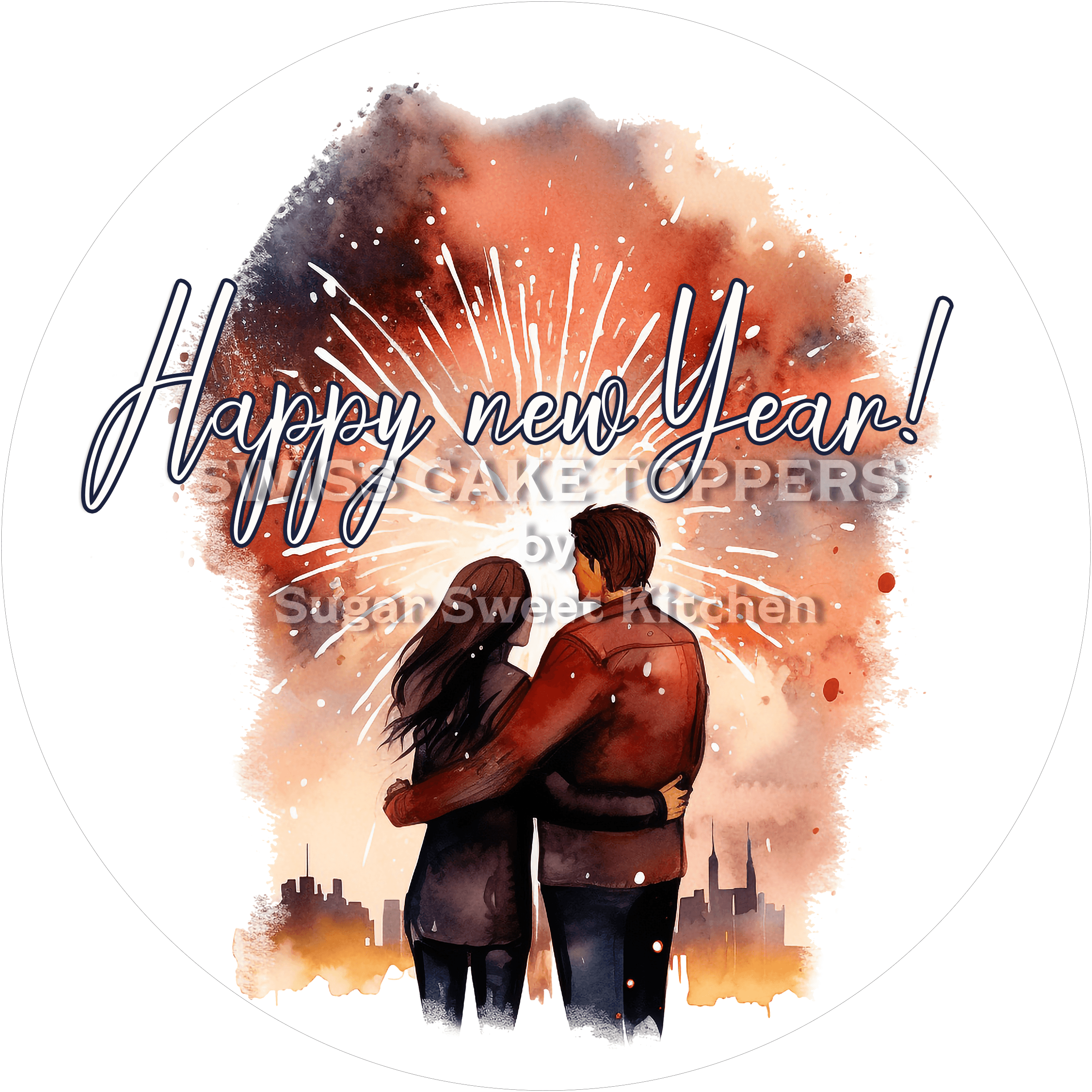 Wundervoller New Year-Tortenaufleger8 - personalisierbar - Fondant- Torten- & Cupcakeaufleger Sugar Sweet Kitchen