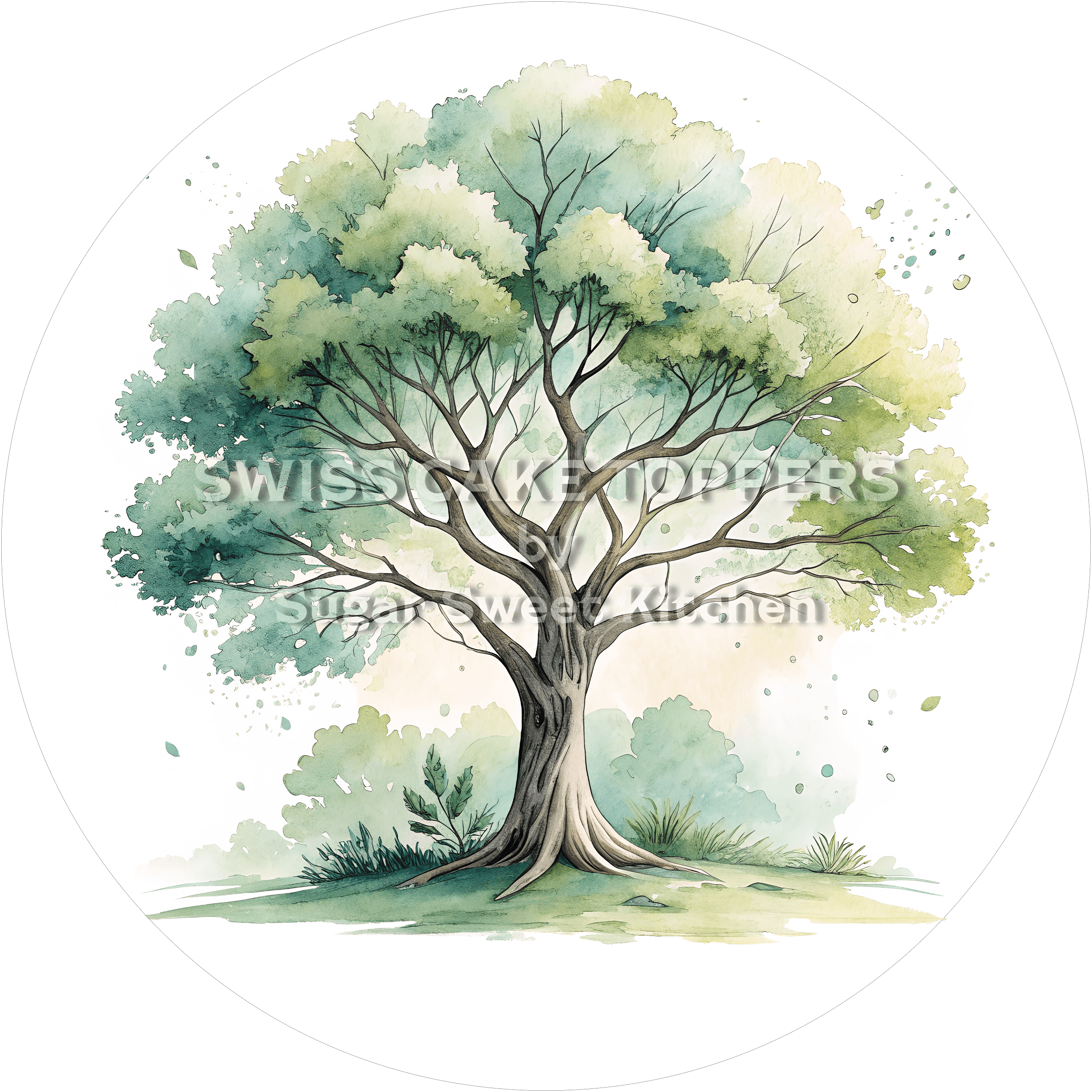 Wundervoller Tortenaufleger mit Bäumen5 - personalisierbar - Fondant- Torten- & Cupcakeaufleger Sugar Sweet Kitchen