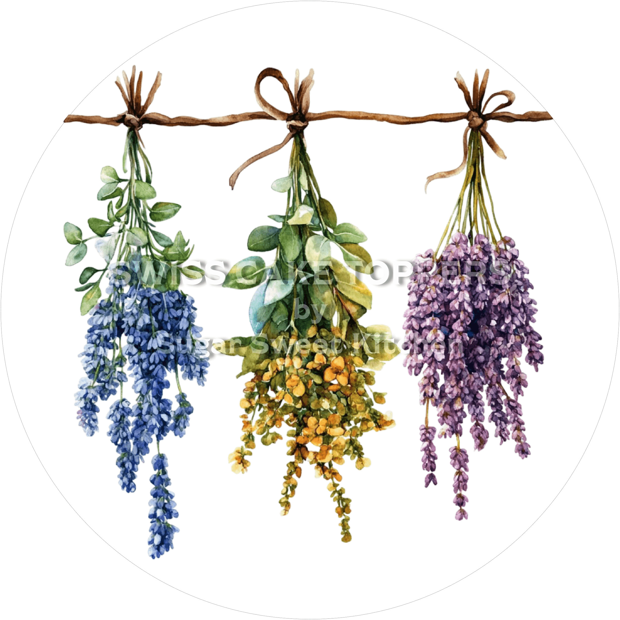 Wundervoller Tortenaufleger mit Kräutern1 - personalisierbar - Fondant- Torten- & Cupcakeaufleger Sugar Sweet Kitchen