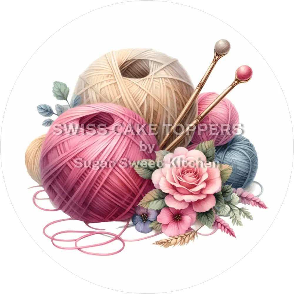 Wundervoller Tortenaufleger Stricken2 - personalisierbar - Fondant- Torten- & Cupcakeaufleger Sugar Sweet Kitchen