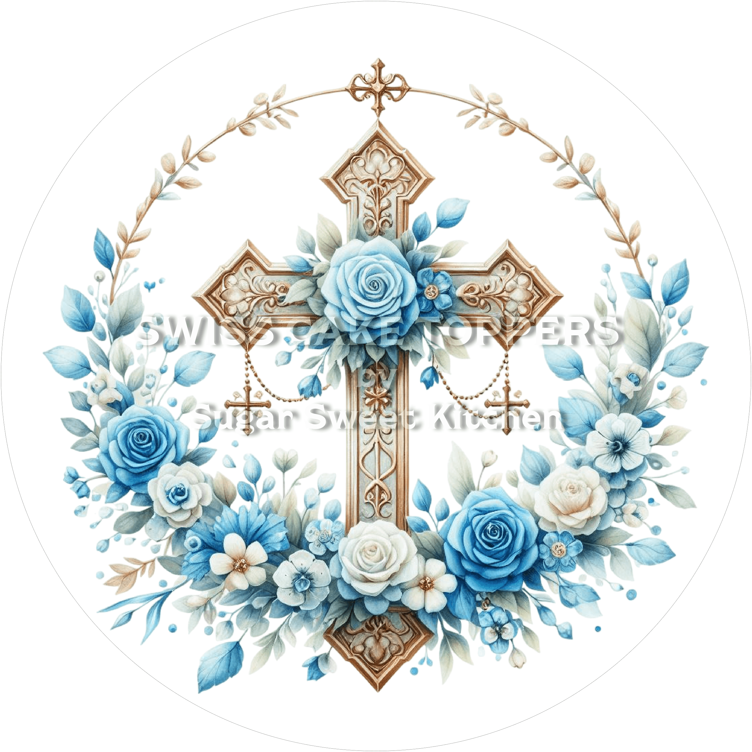 Wundervoller Tortenaufleger - Taufe5 - personalisierbar - Fondant- Torten- & Cupcakeaufleger Sugar Sweet Kitchen