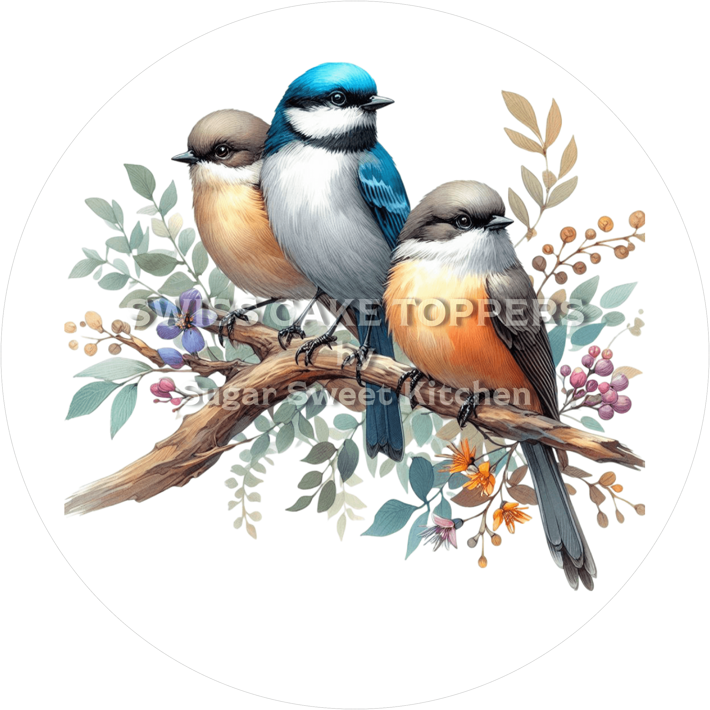 Wundervoller Vogel-Tortenaufleger8 - personalisierbar - Fondant- Torten- & Cupcakeaufleger Sugar Sweet Kitchen