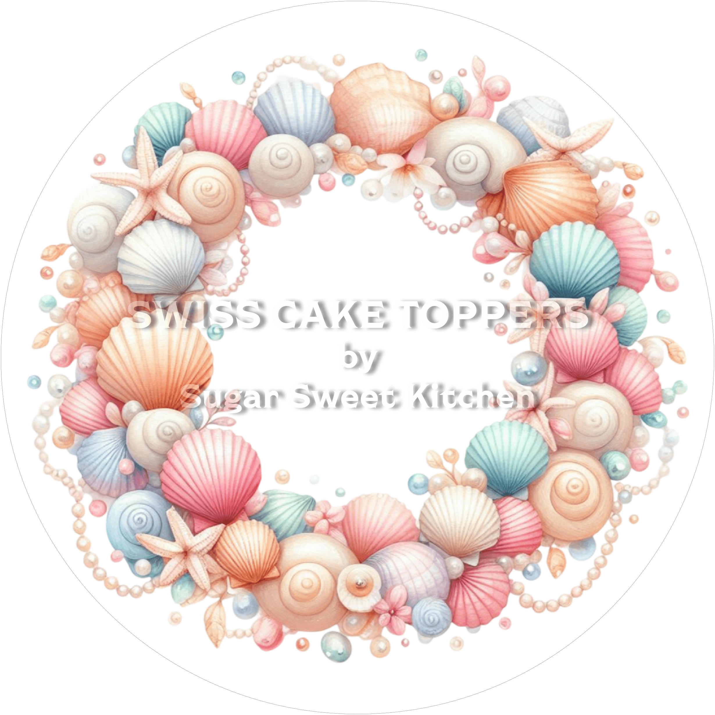 Zauberhafter Muschel-Tortenaufleger2- personalisierbar - Fondant- Torten- & Cupcakeaufleger Sugar Sweet Kitchen