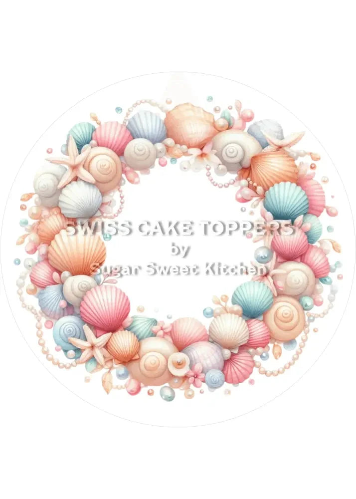 Zauberhafter Muschel-Tortenaufleger2- personalisierbar - Fondant- Torten- & Cupcakeaufleger Sugar Sweet Kitchen