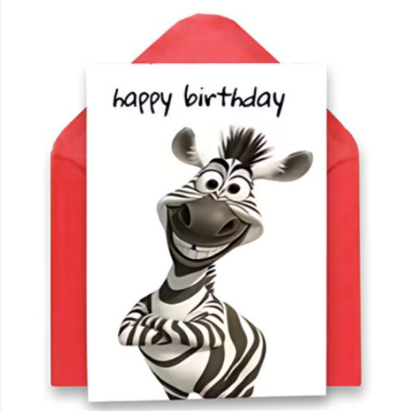 Zebra Geburtstagskarte mit Umschlag1 | 1 Stk. - Karten Sugar Sweet Kitchen