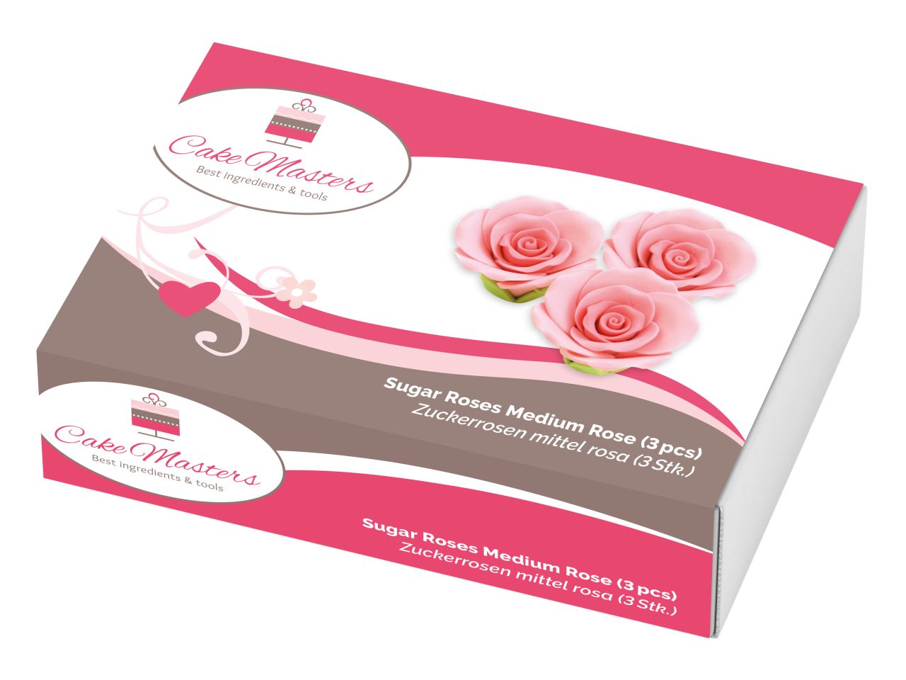 Zucker-Rosen Rosa 35mm / 3Stk. - Zuckerdekorationen Sugar Sweet Kitchen