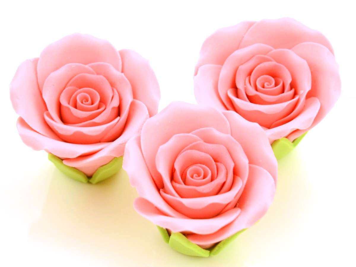 Zucker-Rosen Rosa gross 50mm / 3Stk. - Zuckerdekorationen Sugar Sweet Kitchen