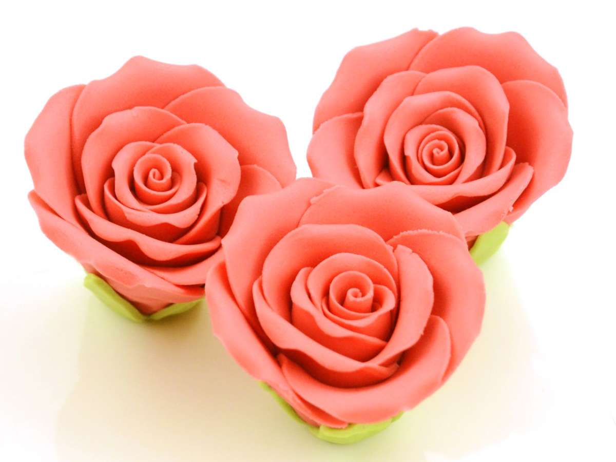 Zucker-Rosen Rot gross 50mm / 3Stk. - Zuckerdekorationen Sugar Sweet Kitchen