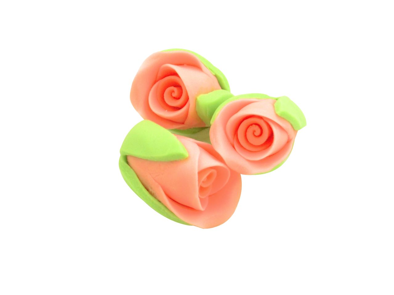 Zucker-Rosenknospen Lachs / 3Stk. - Zuckerdekorationen Sugar Sweet Kitchen