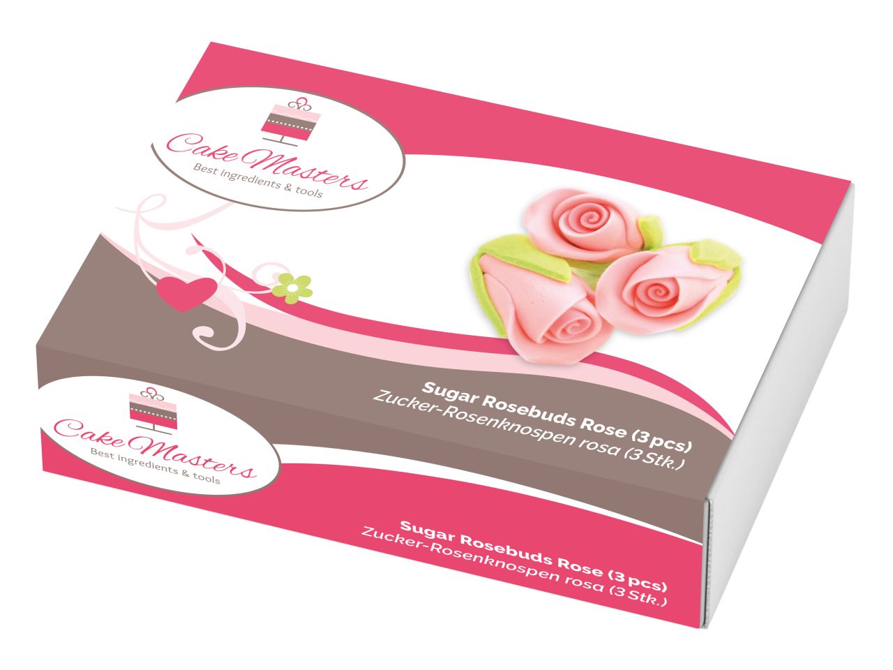 Zucker-Rosenknospen Rosa / 3Stk. - Zuckerdekorationen Sugar Sweet Kitchen