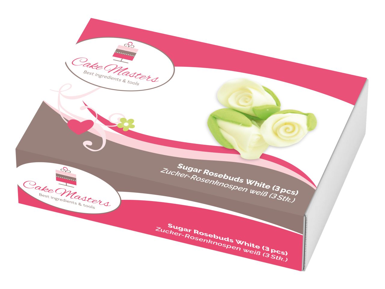 Zucker-Rosenknospen Weiss / 3Stk. - Zuckerdekorationen Sugar Sweet Kitchen