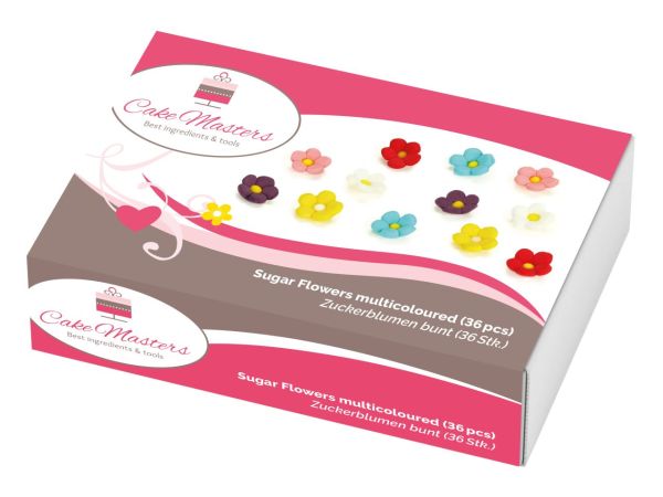 Zuckerblumen bunt 13mm / 36Stk. - Zuckerdekorationen Sugar Sweet Kitchen
