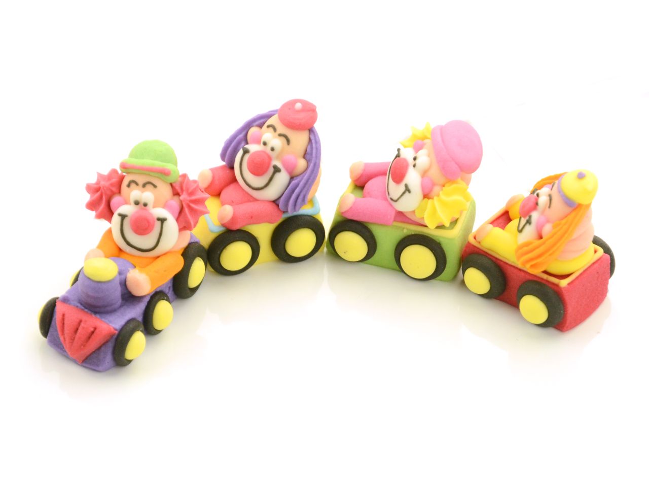Zuckerdekoration ’Clowns im Zug’ / 4Stk. - Zuckerdekorationen Sugar Sweet Kitchen