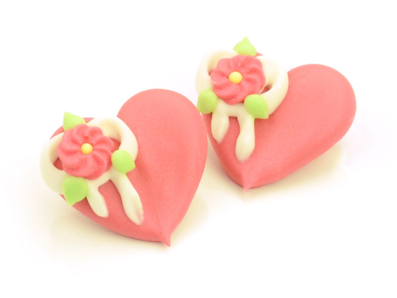 Zuckerdekoration ’Herzen gross mit Blumen’ / 4Stk. - Zuckerdekorationen Sugar Sweet Kitchen