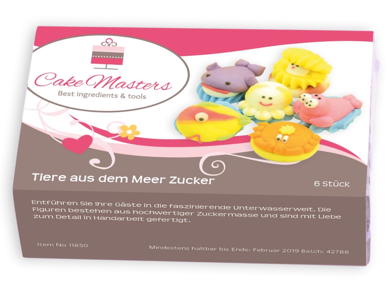 Zuckerdekoration ’Meerestiere’ / 6Stk. - Zuckerdekorationen Sugar Sweet Kitchen