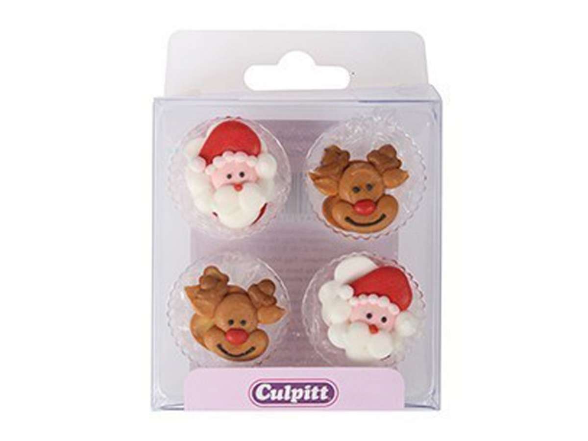 Zuckerdekoration ’Santa & Rudolf’ / 12Stk. - Zuckerdekorationen Sugar Sweet Kitchen