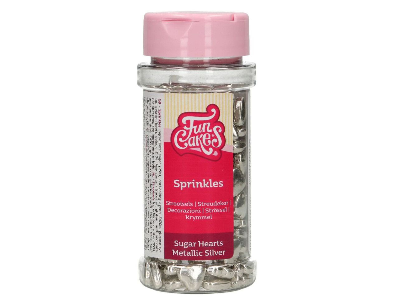 Zuckerherzen Metallic Silber FC / 80g - Zuckerdekorationen Sugar Sweet Kitchen