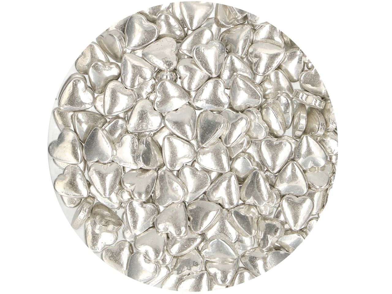 Zuckerherzen Metallic Silber FC / 80g - Zuckerdekorationen Sugar Sweet Kitchen