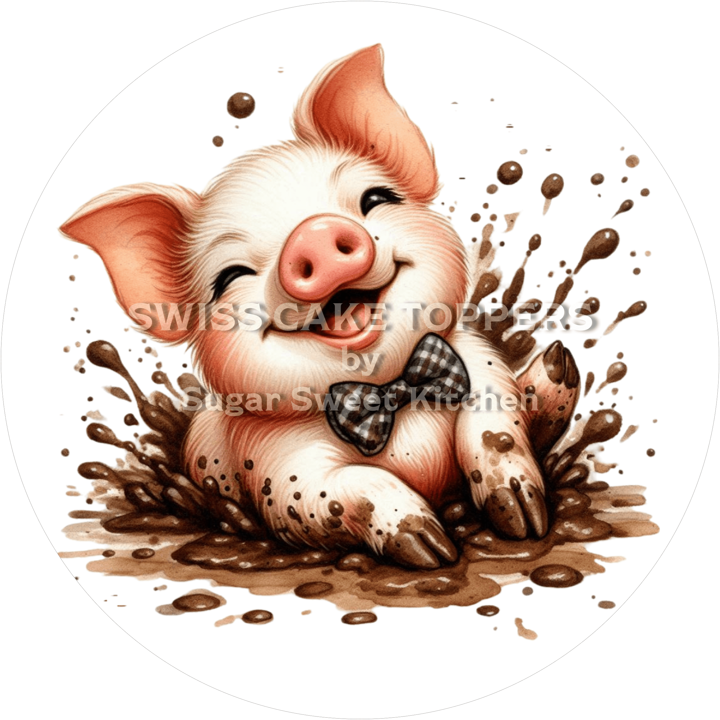 Zuckersüsser Schweinchen-Tortenaufleger2 - personalisierbar - Fondant- Torten- & Cupcakeaufleger Sugar Sweet Kitchen
